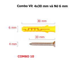 Set 10 Vít + Nở 6 Nhựa Giá Rẻ, Vít Sắt Kèm Nở Vàng 6, Nở Nhựa Đóng Tường, Phù Hợp Lỗ Khoan 6. TakyShop 5080_VIt_No_Re 7 6